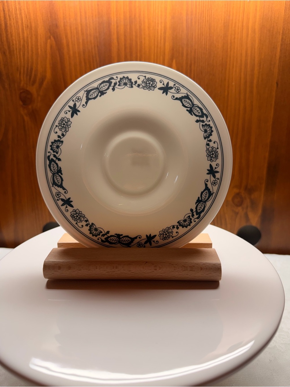 Corelle Cream Saucer with Blue Floral Border